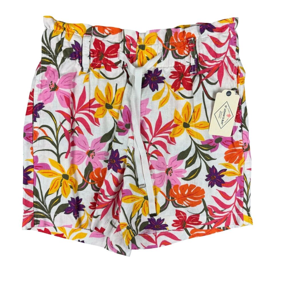 St. John’s Bay Shorts Women’s Extra Small Colorful Floral Pockets Drawstring NWT